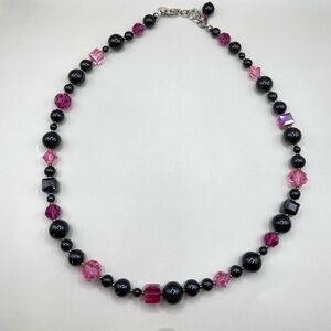 Emily Ray Black and Pink Beaded Necklace
